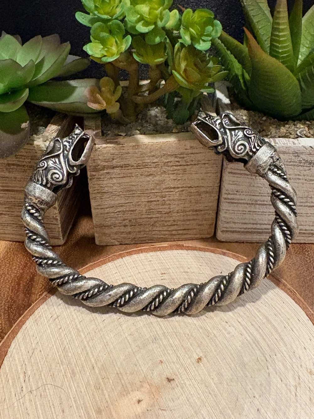 Silver Twisted Viking-Style Men's Bracelet - Silver